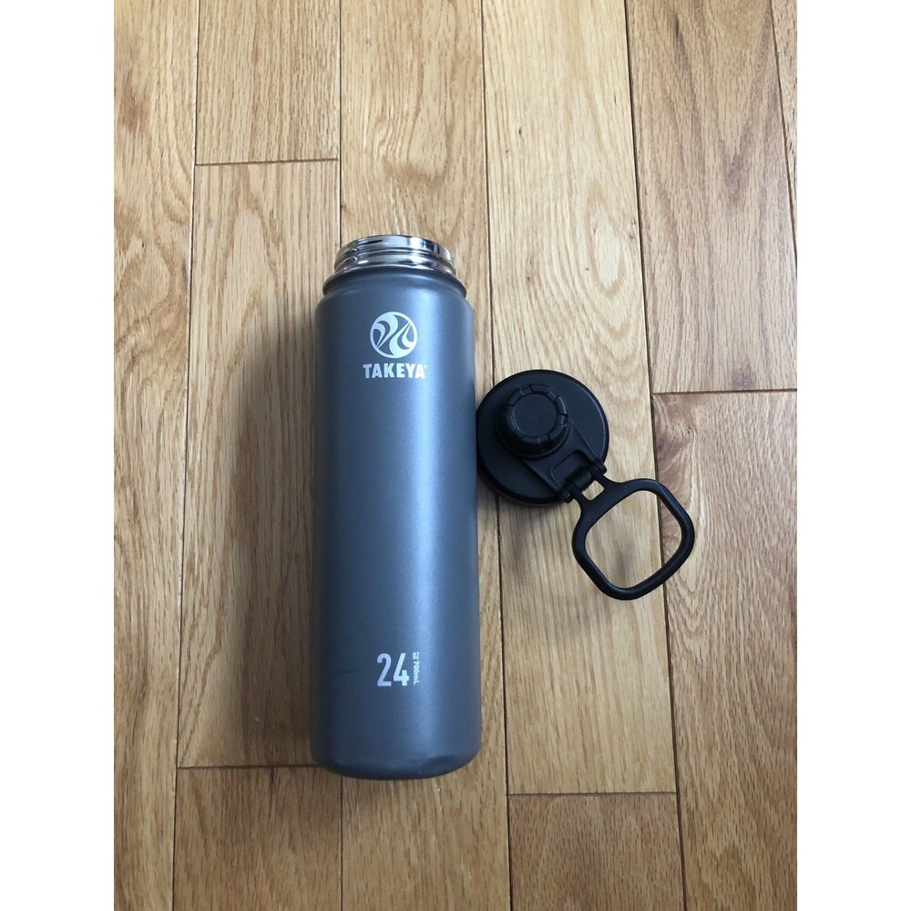 TAKEYA 20 oz. Stainless Steel Hydration Bottle Gray Screw Top with Handle